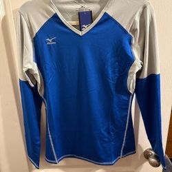 NEW with tags, Mizuno Performance Long Sleeve Shirt Blue Gray Mesh Athletic, Siz