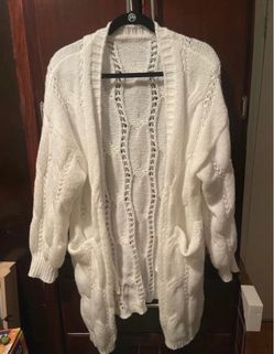 White Cable Knit Open Front Cardigan $10 price is firm