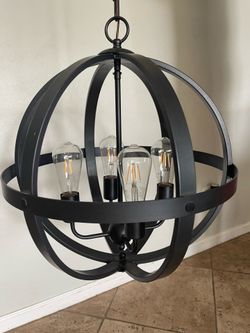 Chandelier- round black iron