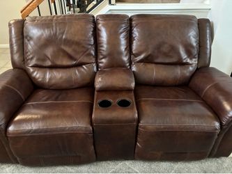 Sofa set 3 pieces brown leather