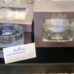 2 Rosenthal CARLYLE Crystal Votive Candle Holder Geometric Signed New In Box