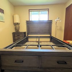Queen Bed Frame + Matching Side Table