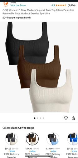 OQQ Women's 3 Piece Support Tank Top Exercise Sport Bra