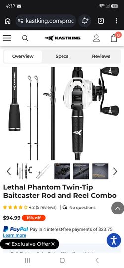 KastKing Lethal Phantom Twin-Tip Baitcaster Rod and Reel Combo