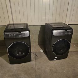 Samsung FlexWash Washer + FlexDry Gas Dryer Set – Black Stainless – Works Perfect