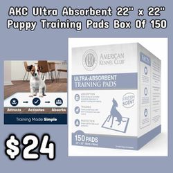 New AKC Ultra Absorbent 22" x 22" Puppy Training Pads Box Of 150: Njft