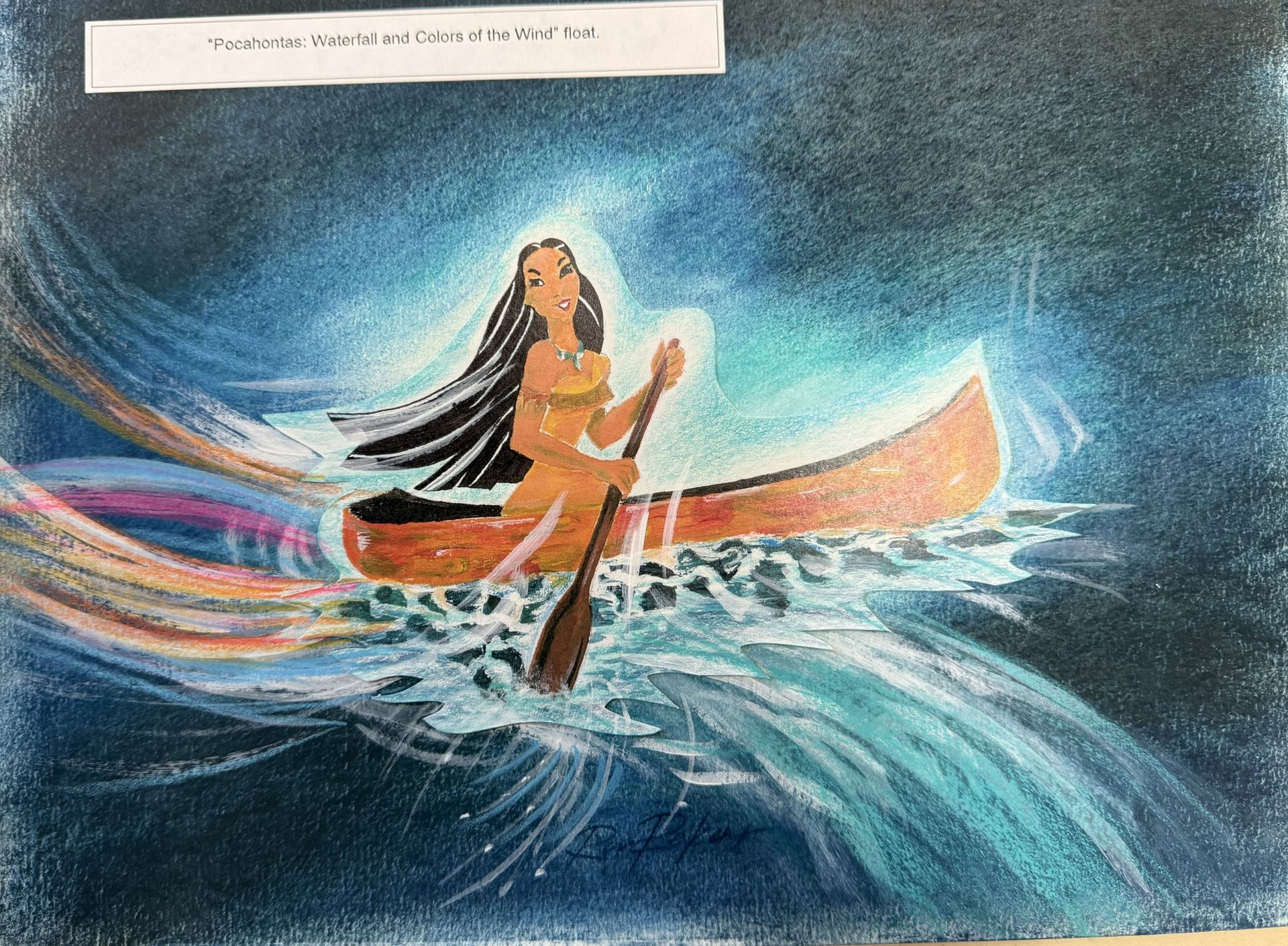 Pocahontas Original Art with Canoe by Ron Pekar
