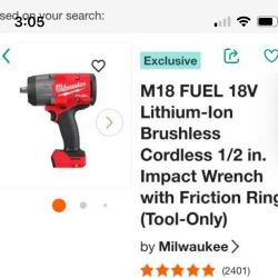 M18 FUEL 18V lithium-ion Brushless 1/2 In. impact Wrench