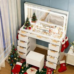 Glass Top Vanity Desk 