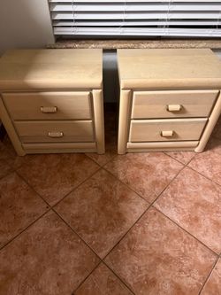 Pair of 2-Drawer Wooden Nightstands