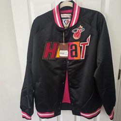 Mitchell And Ness Miami Heat Mashup Satin Jacket NBA Large Authentic Rare 75th