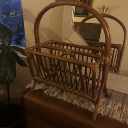Vintage Rattan Magazine Holder
