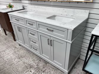 Bathroom vanities gray 60 inch