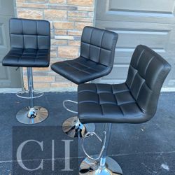 New 3 Black Bar Stools 