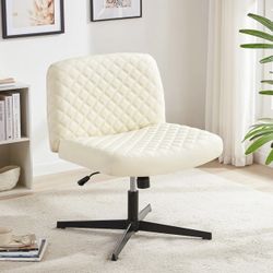 Thickened Wide Seat Office Chair (PU Beige)(Brand New)