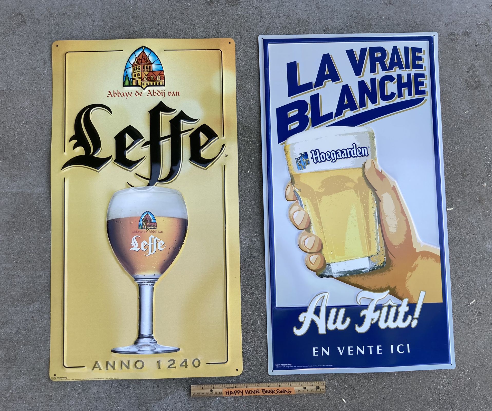 🔥 (2) Large Beer Sign Bar Lot Leffe & Hoegaarden 