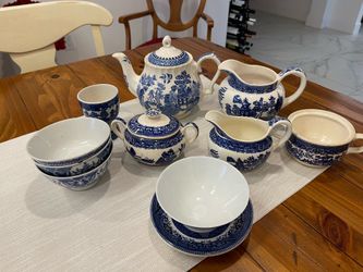Various blue willow patterns
