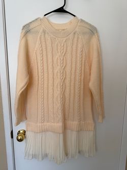 Brand new, never worn cream cable-knit sweater dress, size Small