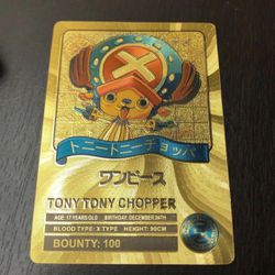 24k Gold Foil Plated Tony Chopper One Piece Anime Card