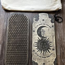 Sadhu Board, Engraved Sadhu Board, Natural Wood Sadhu, Compact Sadhu Board for Yoga Practice Meditation, Handmade Nails Board, Acupuncture Feet Massag