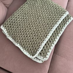 24” Olive Color Crocheted Blanket 