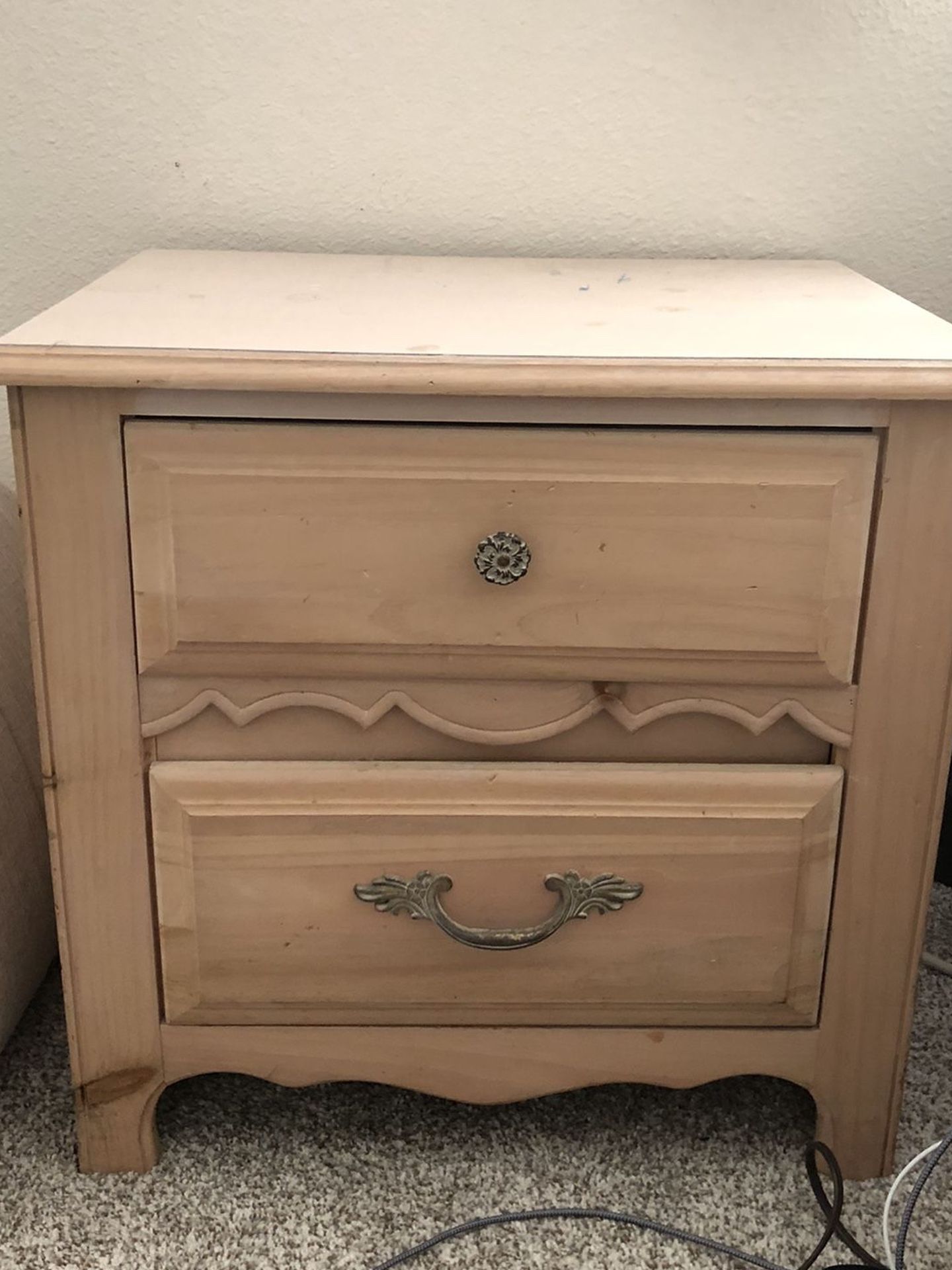 Vintage Style Dresser With Matching Bedside Table