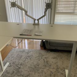 Progressive Automations Adjustable Standing Desk And Inland Dual Monitor Arm