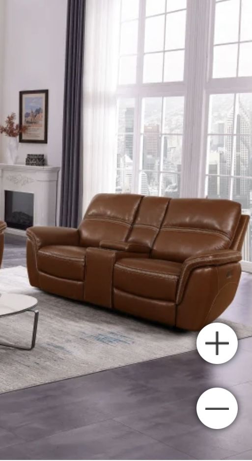 Oliver Leather Power Reclining Loveseat with Power Headrests