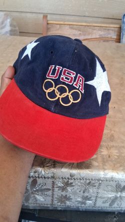 Vintage Champion Olympic Team Collection USA Blue Snapback Hat Cap 1996 90’s OS