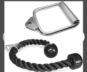 New 2 pack gym triceps rope and steel handle set