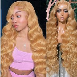 26 Inch Honey Blonde Lace Front Wigs Human Hair, 13x4 Body Wave Blonde Wigs with Baby Hair, HD Glueless Wigs Human Hair Pre Plucked for Women #27 Colo