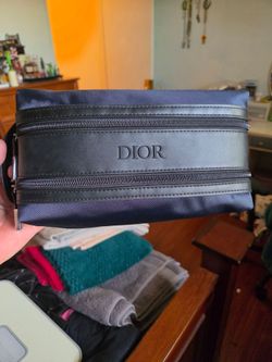 Dior Navy & Black Toiletry Bag Drop Kit Pouch Travel case, Dual Zipper, NEW