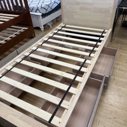 Twin Platform Bed Frame On Sale( Drawers On Each Side) 