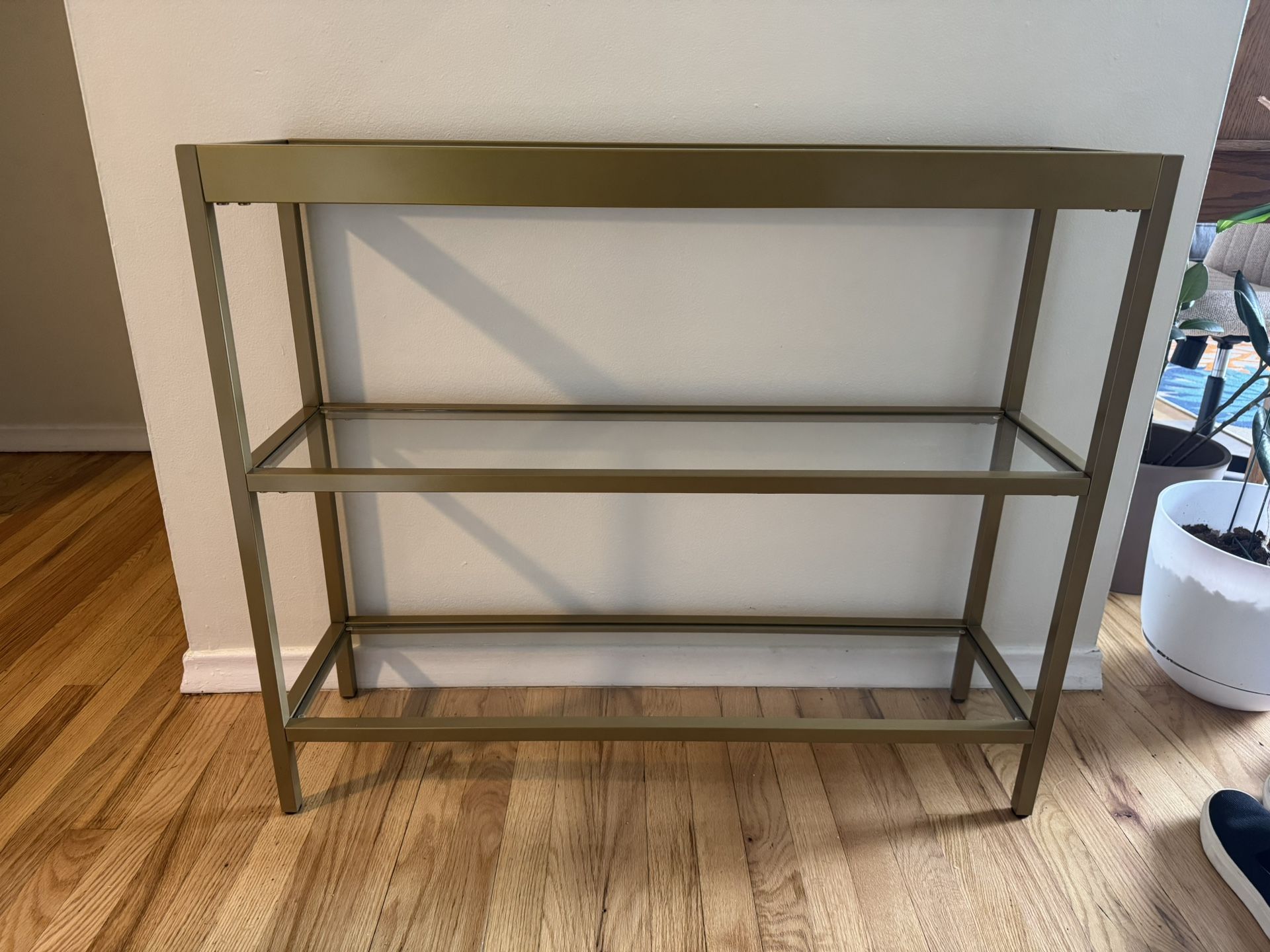 36 in. Brass Entry Way Table (Gold/Glass)