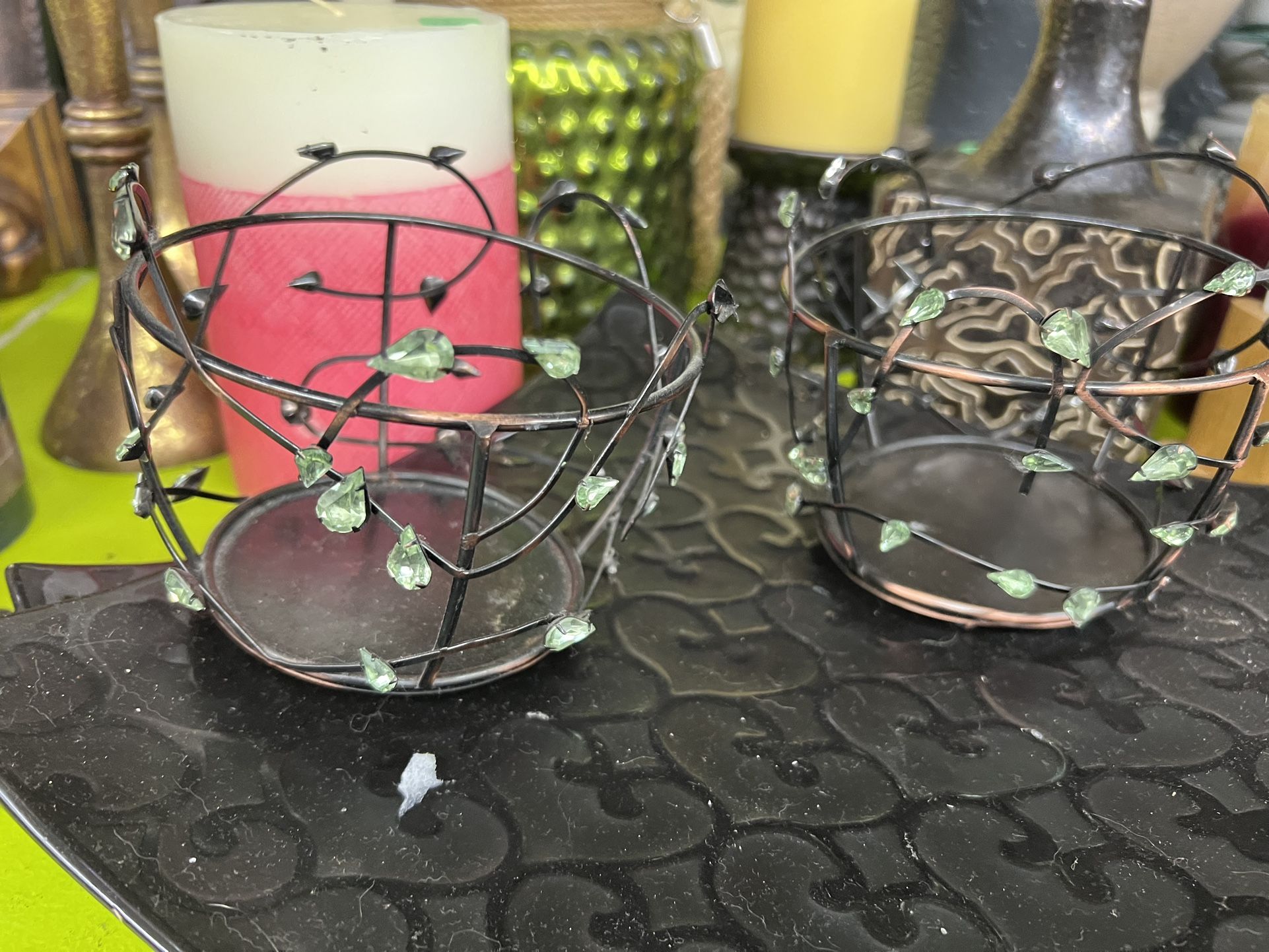 Jeweled Candle Holder Set 