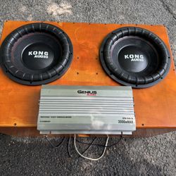 Insanely Loud 2 12"Kong Audio 2k each beast in ported custom box and Genius 3k amp 