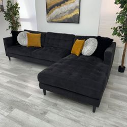 Sectional Couch From City Furniture Black Microfiber CHAISE LEFT - FREE DELIVERY