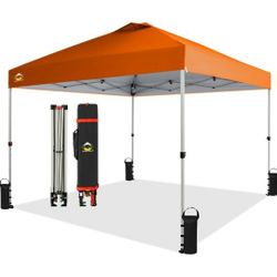 CROWN SHADES 10x10 Pop Up Canopy - Beach Tent with One Push Setup - Easy Outdoor Sun Shade for Events, Parties, Camping - Gazebo with STO-N-Go Cover B