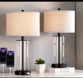 Glass and black lamps (2 pack)