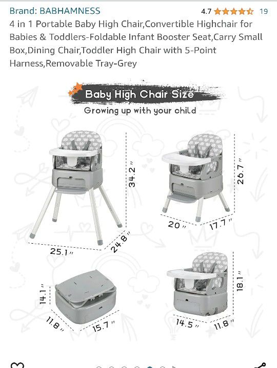4 in 1 Portable Baby High Chair

