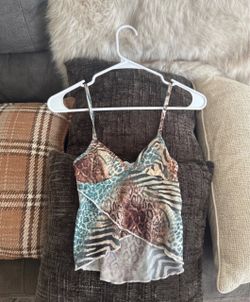 Animal Print Spaghetti Strap Crop Top