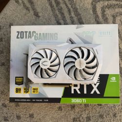 White ZOTAC GAMING GeForce RTX 3060 TI AMP 8GB GDDR6 GPU Gaming Graphics Card