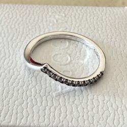 Pandora Timeless Wish Half Sparkling Ring #192394C01 + PANDORA HINGED BOX & PANDORA POLISHING CLOTH Included + Tag