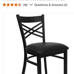 Flash Furniture Hercules Black Metal Frame Vinyl X Back Metal Restaurant Chair $45