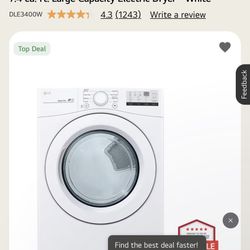 LG Dryer Only Had 6 Months Moving So Selling Set