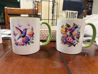Hummingbird Ceramic Coffee Mugs Set of 2