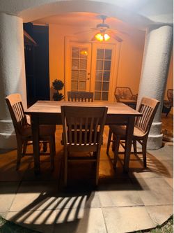 Antique library table with 4 chairs