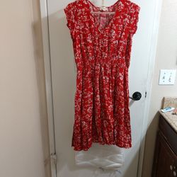 Red Dress With White Flowers