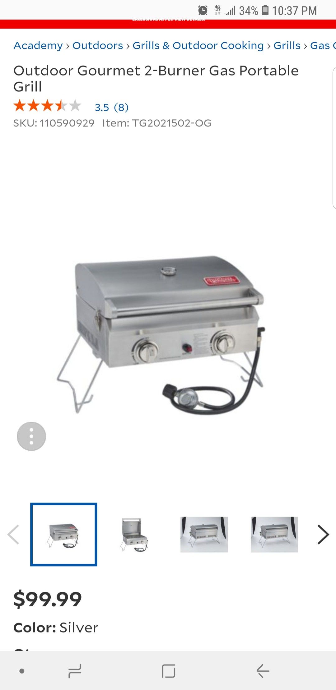 Outdoor Gourmet 2-Burner Gas Portable Grill