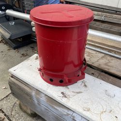 Red Justrite Oily Waste Saftey Can